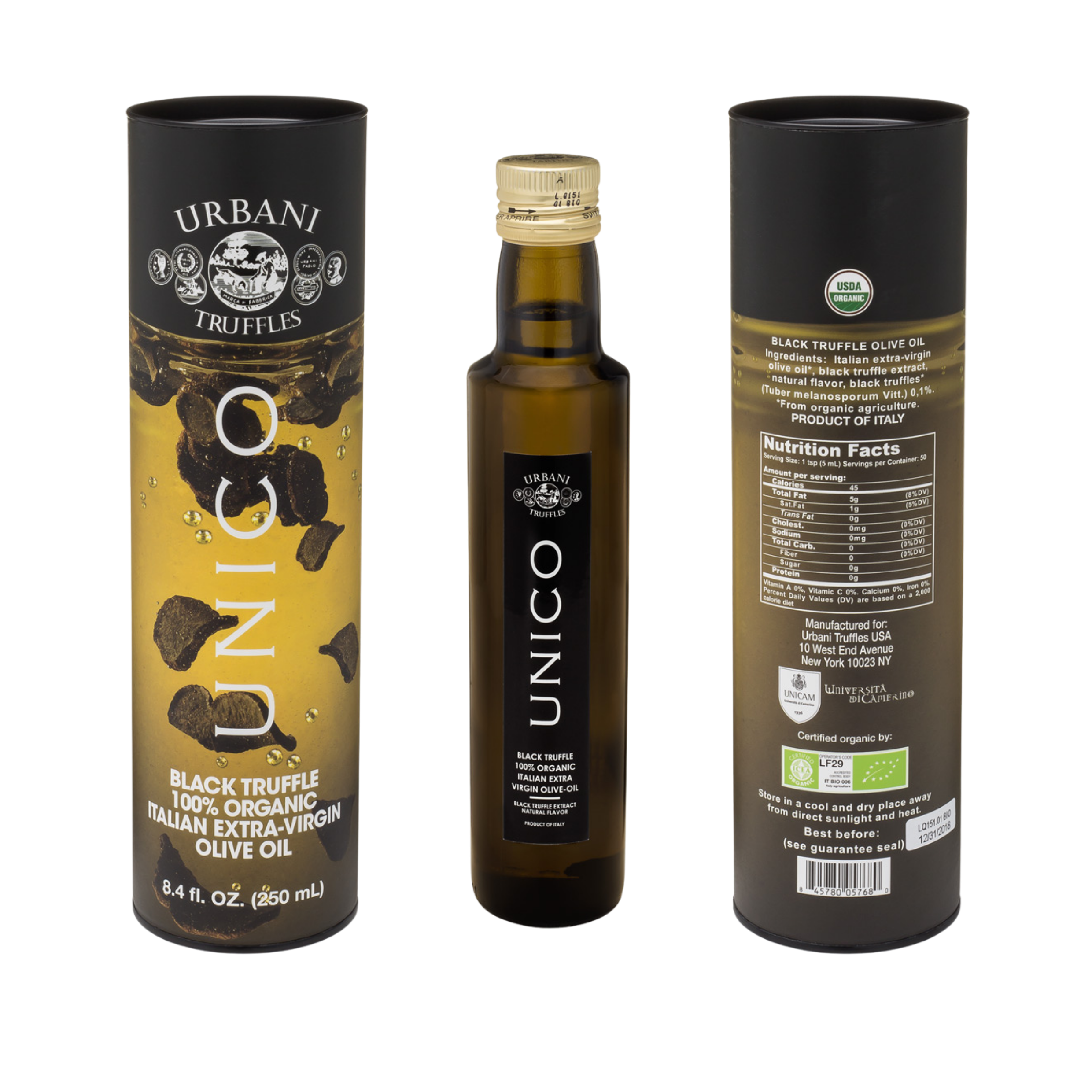 Organic UNICO Black Truffle Olive Oil 8.5 fl oz - Urbani Truffles